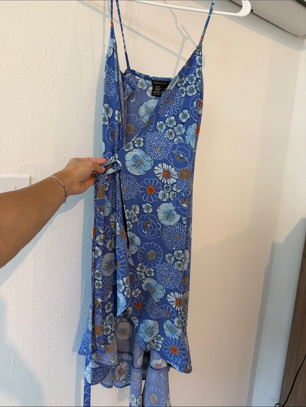BCBGMaxAzria Blue Floral Midi Slip Dress